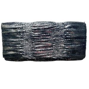 Vtg 90s Jessica McClintock black & silver faux snakeskin clutch shoulder bag
